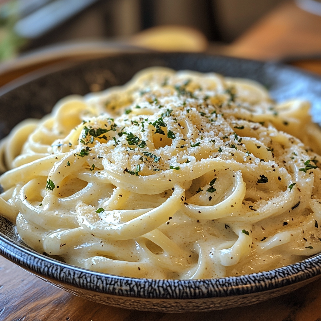 Noodles with Garlic Cream Sauce | Easy Dinner Recipe